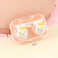 Leuke cartoon konijn contactlens etui draagbare reizen beauty contactlenzen opbergdoos - Melkoranje / Contactlensdoosjes met cartoon konijn met bril