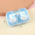 Schattig blauw cartoon konijn contactlens etui draagbare mini studenten doos opslag - Blauw / Contactlensdoosjes met cartoon konijn met bril