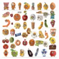 Funny food cat head meme stickers waterproof laptop water bottle journal decoration set - 69 Pieces Pack