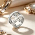 Stainless steel wide hollow anchor ring modern fashion jewelry for women daily wear accessory - Anchor Hollow White Trim Style