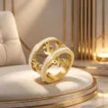 Wide hollow 18K gold plated ring with white enamel trim, elegant fashion cross-border jewelry. - Anchor Hollow White Enamel Style / Gold / Size 7