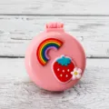 Cute folding hair brush pink pocket air cushion comb portable mini massage brush for women - Pink Base Rainbow Strawberry