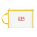 Pochette de documents en filet A4 avec poignée jaune, fermeture éclair et étiquette de matière. - Trousse en maille - Simple couche chinois