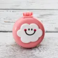 Cute cartoon folding massage hair brush, pink portable compact pocket air cushion comb style. - Pink Base Smiley Face
