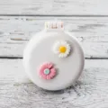 Portable folding air cushion comb with cute daisy decorations, compact travel hair brush. - White Base Little Daisy