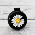 Portable folding air cushion massage hair brush with cute daisy design for women daily use. - Black Base Daisy