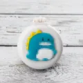 Portable foldable cartoon air cushion hairbrush, cute compact travel massage comb for women. - White Background Green Dinosaur