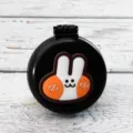 Portable foldable hair brush with cute cartoon rabbit design, black compact pocket air cushion comb. - Black Base Big Face Rabbit