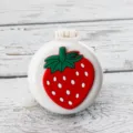Portable foldable hair brush with cute 3d strawberry design compact massage comb for women - Strawberry on White