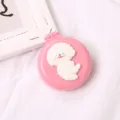Cute pink folding air cushion comb with 3D cartoon poodle dog, portable travel hair brush. - Pink Background Puppy Design