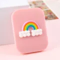 Mignon miroir de poche rose avec design nuage arc-en-ciel 3D miroir de courtoisie pliant portable - Miroir et peigne 2 en 1 dessin animé - Arc-en-ciel