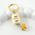 Mignon porte-clés chiot empilé et charm de sac avec cloche florale pour accessoire. - Style B / Chien West Highland Jaune
