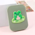 Mignon miroir de poche pliable grenouille dessin anime miroir compact plastique vert var - Ensembles 2-en-1 miroir et peigne de dessin animé - Petite grenouille