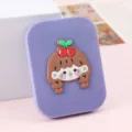 Miroir maquillage portable mignon violet dessin animé avec patch fille cerise miroir pliable plastique - Ensembles miroir et peigne 2-en-1 dessin animé - Fille cerise