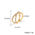 Anillo cruzado de perlas doradas, talla US 8, elegante joya geométrica de cobre para mujeres. - Talla 6 / Perla