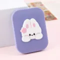 Miroir de maquillage pliable violet portable avec joli design de lapin blanc mignon. - Miroir et peigne 2-en-1 cartoon - lapin à fleurs