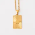 Collar con colgante rectangular del zodiaco Acuario de acero inoxidable bañado en oro 18K. - Acuario