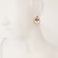Pendientes de botón de concha y flor de febrero, acero inoxidable bañado en oro 18k. - Febrero - Violeta