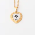 Collar de corazón flor mes de nacimiento acero inoxidable dorado joyería minimalista mujer - Febrero - Violeta