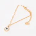 Pulsera de cadena de acero inoxidable chapado en oro 18K colgante concha zodiaco Piscis elegante - Piscis