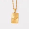 Collar Signo Zodiaco Tauro Oro Acero Inoxidable Chapado en Oro 18K Colgante Cuadrado - Tauro