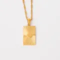 Collar de zodíaco rectangular minimalista de acero inoxidable chapado en oro 18K con colgante. - Cáncer