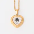 18k gold plated stainless steel heart shell July birth flower necklace for women chic jewelry - July - Water Jasmine