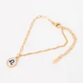 Gold plated stainless steel zodiac charm bracelet with pearl shell pendant for women gift. - Leo