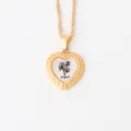 18K Gold Plated Stainless Steel Heart August Birthflower Pendant Necklace for Women - August - Poppy