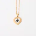 Gold stainless steel heart pendant necklace with September flower design for women - September-Morning Glory