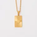 Collar con colgante de zodiaco rectangular chapado en oro 18K de acero inoxidable - Libra