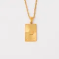 Acero Inoxidable Chapado Oro 18K Colgante Rectangulo Signo Zodiacal Escorpion Joya - Escorpio