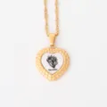Gold stainless steel heart pendant necklace featuring December flower design in chic style. - December - Narcissus
