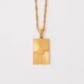 Collar con Colgante Rectangular de Signo Capricornio Acero Inoxidable Dorado - Capricornio