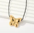 Collar con colgante de mariposa oro cadena larga suéter mujer elegante joyería de acero - Estilo de Colgante de Mariposa Tridimensional