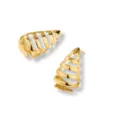 Pendientes de botón de lágrima huecos a rayas doradas, detalle de joyería chic. - Pendientes de gota calados a rayas