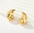Pendientes de tuerca dorados con diseño de gota retorcida, joyería minimalista elegante. - Pendientes de gota martillados