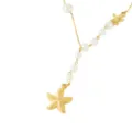 Detalle de collar de acero inoxidable chapado en oro estilo mar con perlas y estrella. - Estilo Collar Cuentas Perla Blanca Colgante Estrella de Mar