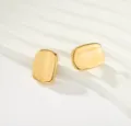 Elegantes pendientes geométricos rectangulares dorados, acabado pulido, vista detallada de moda. - Estilo Rectangular de Pared Gruesa Irregular