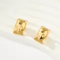 Pendientes geométricos irregulares dorados corazón joyería de moda minimalista elegante - Estilo de Relieve de Corazón de Base Rectangular Irregular