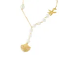 Collier de perles style océan plaqué or avec pendentif étoile de mer et coquillage. - Style Chaîne Gourmette Pendentif Étoile de Mer Coquillage Perle