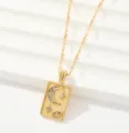 Detalle de collar de acero de titanio dorado con colgante de luna y estrella con estrás. - Estilo Etiqueta Luna Estrella Ojo Turco (Estilo 1)