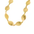 Collar de hoja de acero inoxidable chapado en oro 18K, joyería de moda estilo marino mujer. - Estilo Collar Cadena Hoja de Metal Vintage