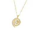 Elegante collar con colgante de concha en espiral de estrás y acero chapado en oro - Collar de Cadena de Cuentas Colgante Espiral de Strass Completo