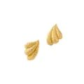 Pendientes de tuerca martillados dorados para mujer, joyería elegante de acero inoxidable. - Estilo de Hoja Pequeña de Múltiples Pétalos (Estilo 4) / Dorado