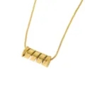 Collar con colgante de tubo geométrico de acero inoxidable chapado en oro elegante. - Colgantes con forma de resorte espiral