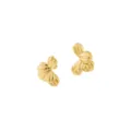 Pendientes De Botón De Flor Geométricos Irregulares De Acero Inoxidable Dorado Chic - Estilo de Triple Pétalo Irregular
