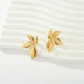Eleganti orecchini dorati a forma di foglia in acciaio inossidabile con finitura lucida. - Botanico Multi-Foglia (Stile 5)