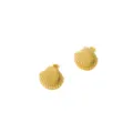 Pendientes de boton de concha de acero inoxidable bano de oro 18k, joyeria geometrica chic. - Estilo Concha 3D