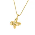 Gold-plated flower pendant necklace with cubic zirconia sparkles, elegant jewelry accessory for women. - Micro-Pave Flower Pendants